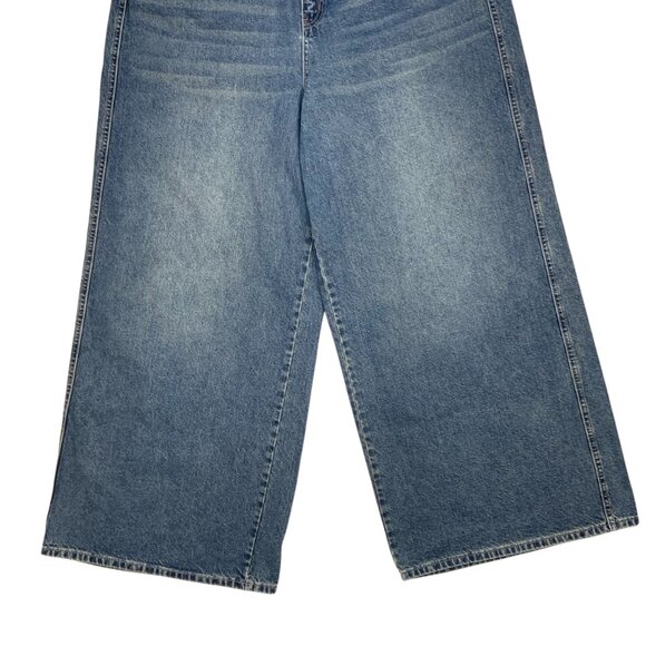 Free People We The Free CRVY Gia Wide Leg Jeans 35 Blue Bell High Rise Bohemian - Picture 9 of 12